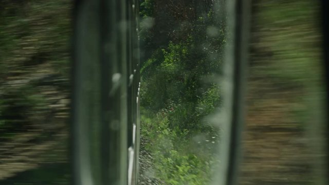 A cabin shot  of a trainride.