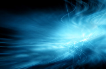 Abstract blue background, abstract lines twisting into beautiful bends