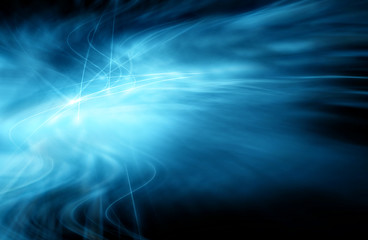 Abstract blue background, abstract lines twisting into beautiful bends