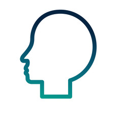 silhouette human head male character vector illustration degraded color blue