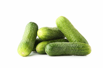 Fresh cucumbers isolated on white background