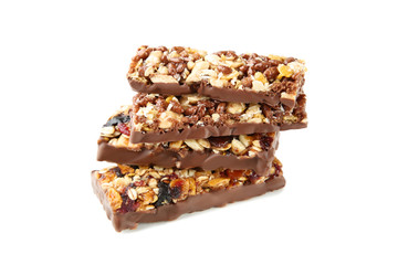 Granola bars isolated on white background