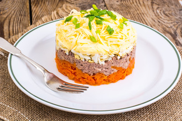 Salad with cod liver