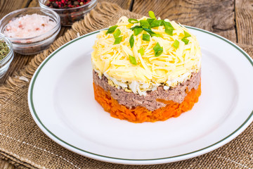 Salad with cod liver