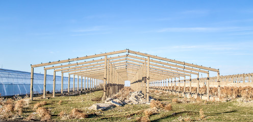 Old reinforced concrete structures against the sky