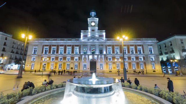 Night timelapse at the Clock Tower in Madrid