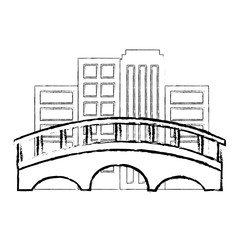 building city bridge architecture landmark vector illustration sketch