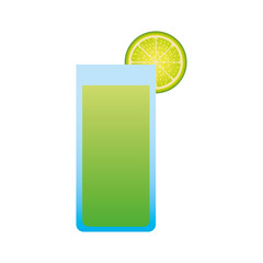 glass of lemonade with slide lemon vector illustration