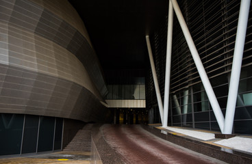 abstract elegance seamless beige and brown pattern of slate stone block wall texture for background and wallpaper, big and wide modern stone wall