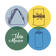 Icon set of Mexican food concept over colorful circles and white background, vector illustration