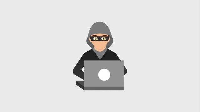 hacker in front his laptop cyber security technology animation hd