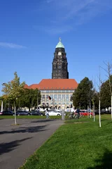 Fotobehang Dresden, Landeshauptstadt, Rathaus mit Rathausturm © fotograupner