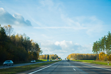 view from salon of car going on the  road