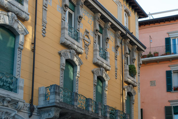 Fototapeta na wymiar Facade of an old residential building