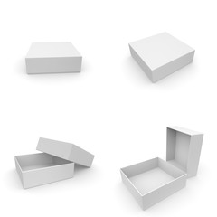 Set of boxes for products and goods on a white isolated background