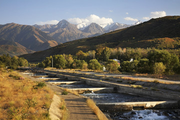 Obraz na płótnie Canvas Issyk river in Issyk town. Kazakhstan
