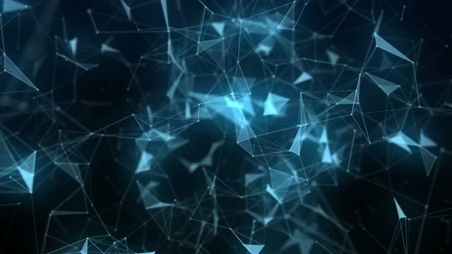 Futuristic animation with glowing triangles in slow motion, 4096x2304 loop 4K