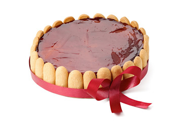 Savoyardi cake on a white background isolated