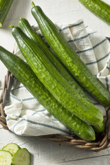 Fototapeta premium Healthy Organic Green English Cucumbers