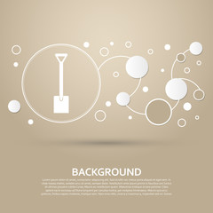 Shovel icon on a brown background with elegant style and modern design infographic. Vector