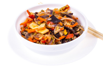 Chinese mix of vegetables with soybean sprouts, bamboo shoots