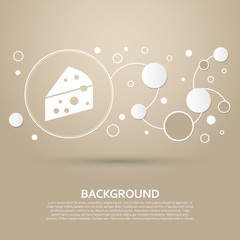 Cheese icon on a brown background with elegant style and modern design infographic. Vector