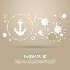 Anchor icon on a brown background with elegant style and modern design infographic. Vector