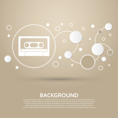 Cassette icon on a brown background with elegant style and modern design infographic. Vector