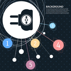 socket icon with the background to the point and with infographic style. Vector