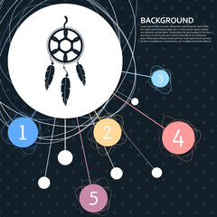 Dreamcatcher icon with the background to the point and with infographic style. Vector