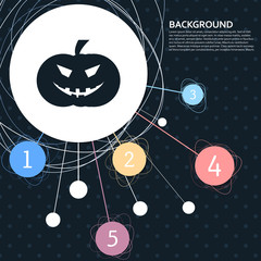 halloween pumpkin icon with the background to the point and with infographic style. Vector