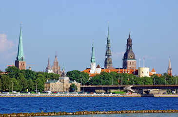 Obraz premium Panoramic view of Riga city, the capital of Latvia