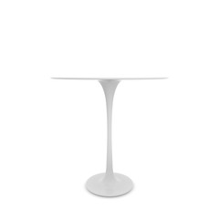 Table on a long leg. There is free space for your design. White isolated background