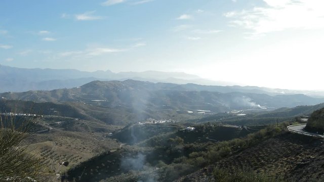 Landscape of Macharaviaya town and Benaque village in the Axarquia