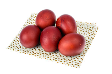 Red painted eggs as symbol of the holiday of Easter