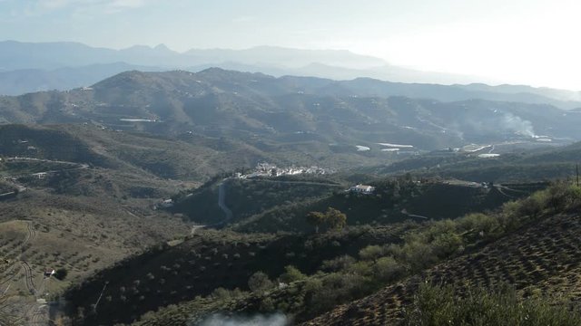 Landscape of Macharaviaya town and Benaque village in the Axarquia