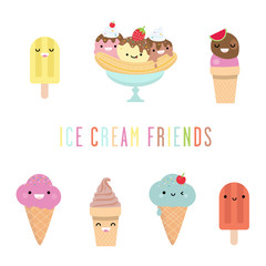 Ice cream friends - vector illustration