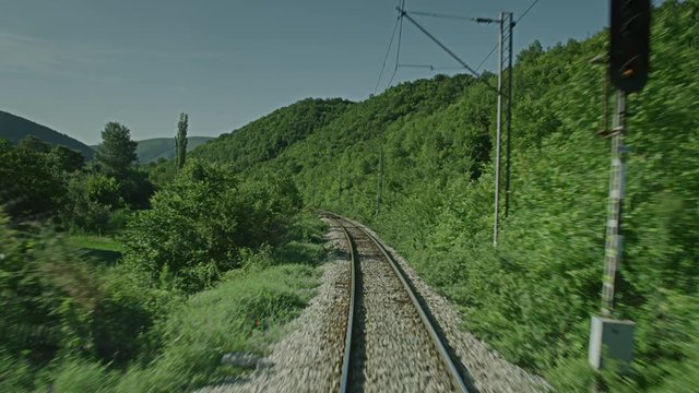 A video shot of a trainride.