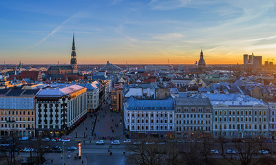 Fototapeta premium Panoramic view of Riga city, the capital of Latvia