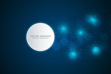 Technology background with hexagons. Molecular structure and chemical compounds.