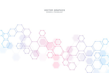 Medical technology or science vector background. Molecular structure and chemical compounds.