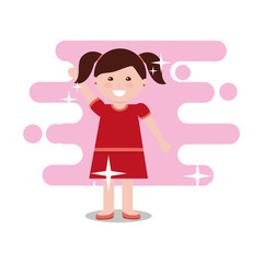 cute little girl arms up happy color bright background vector illustration