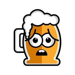 Worried beer cartoon character