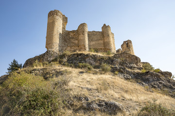 Fototapeta na wymiar ruins of the castle in Pelegrina village (Siguenza), province of Guadalajara, Spain