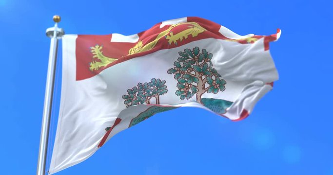 Flag of canadian region of Prince Edward Island, province of Canada - loop