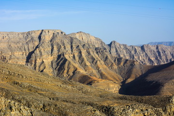 Jabal Jais mountain with world longest zip line cables, UAE