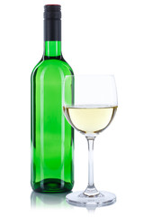 Wein Flasche Glas Weinflasche Weinglas grün Weißwein Weisswein freigestellt Freisteller