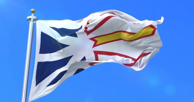 Flag of canadian region of Newfoundland and Labrador, province of Canada - loop