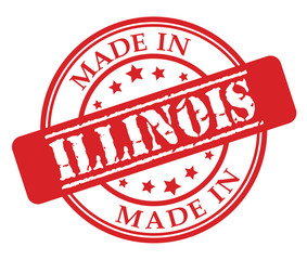 Made in Illinois red rubber stamp illustration vector on white background