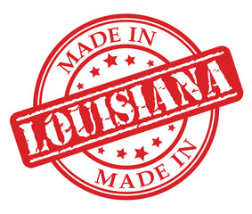 Made in Louisiana red rubber stamp illustration vector on white background